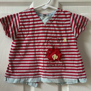 Red Striped Kids Shirt with Fish Design
